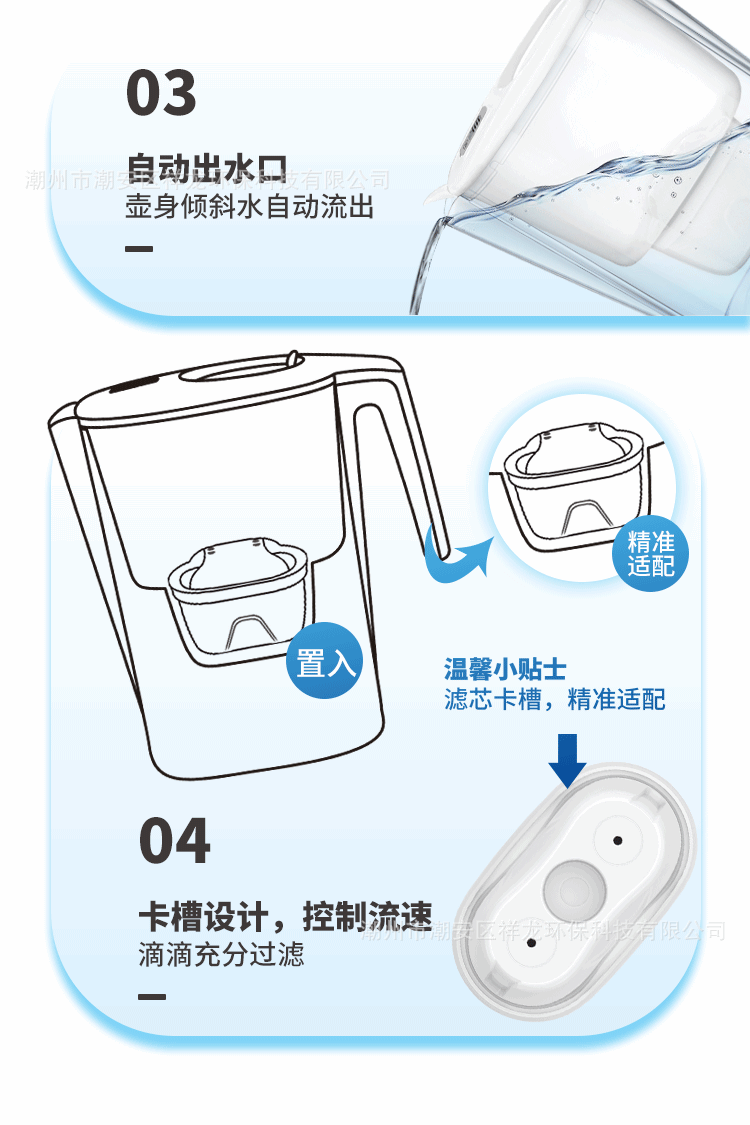 Factory Direct Sales Water Pitcher Household Kitchen Water Purifier Tap Water Filter Pitcher Activated Carbon Filter Pitcher Water Filter