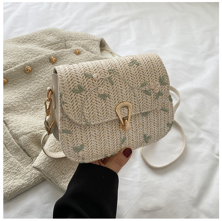 This year's trendy fashion straw woven small bag for women in summer2024New Trendy Versatile Lace Woven Single Shoulder Crossbody Bag for Women