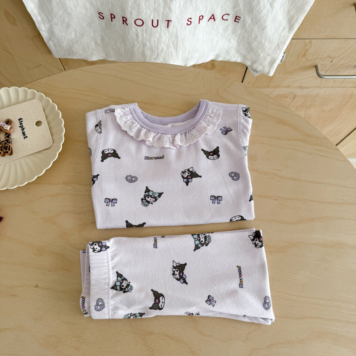 Girls A Pajama Set2025Autumn Girls Korean Style Homewear Baby Cute Cartoon Print Two-Piece Set Trendy