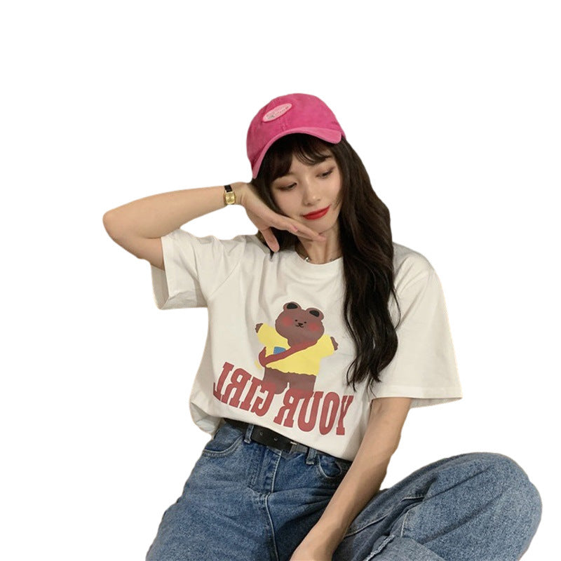 Couple Clothes Insi Trendy Cross-Border2023Summer New Style Crop Top Korean Version Slim Fit Short Sleeve T Shirt for Female Students
