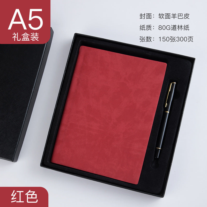 Custom Side Pen Slot Notebook logo Thickened Sheepskin Leather Notebook A5/A6Minimalist Business Journal