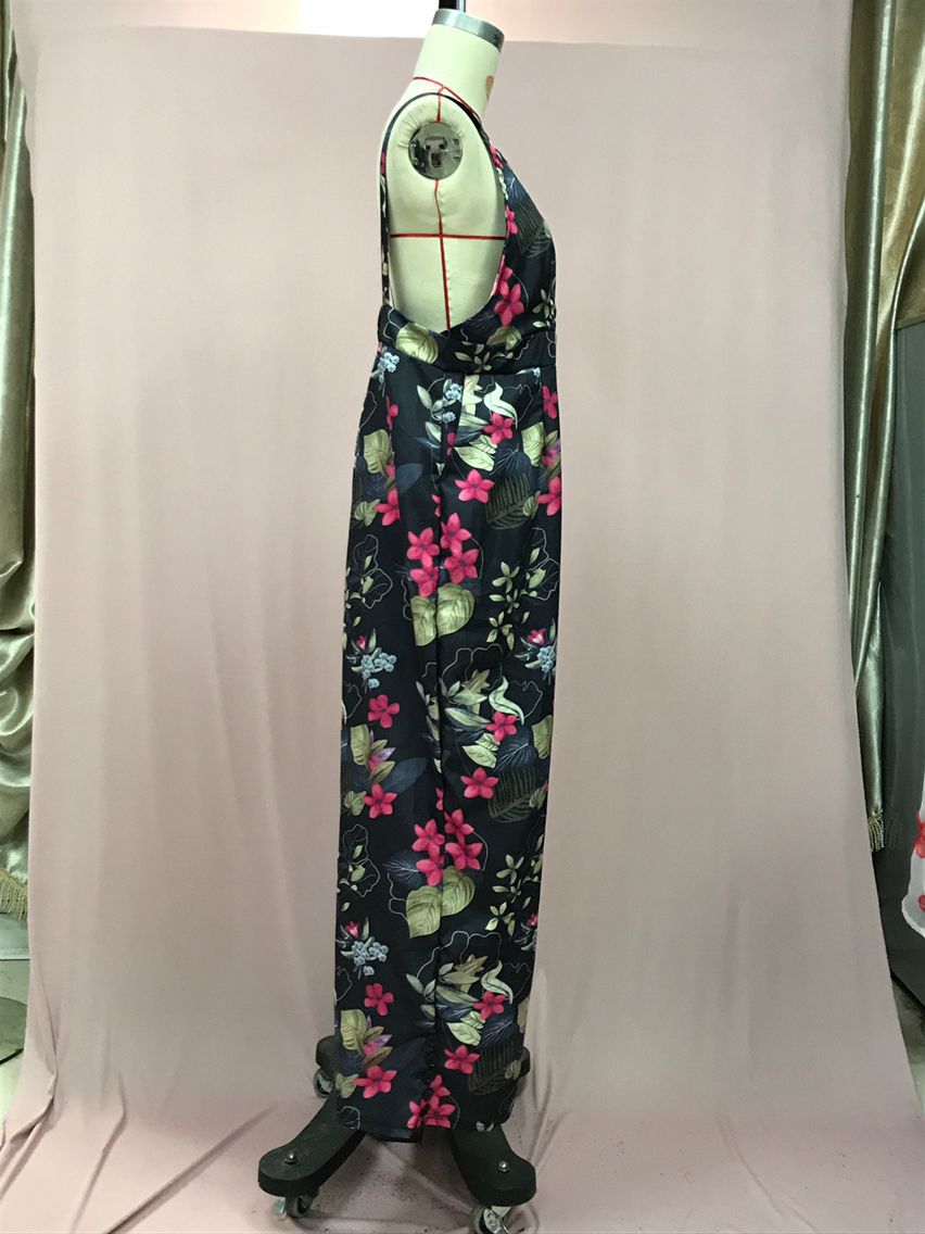Independent Station European and American2025New Amazon Four-Color Polka Dot Wide-Leg Pants Long Pants Digital Print Backless Jumpsuit