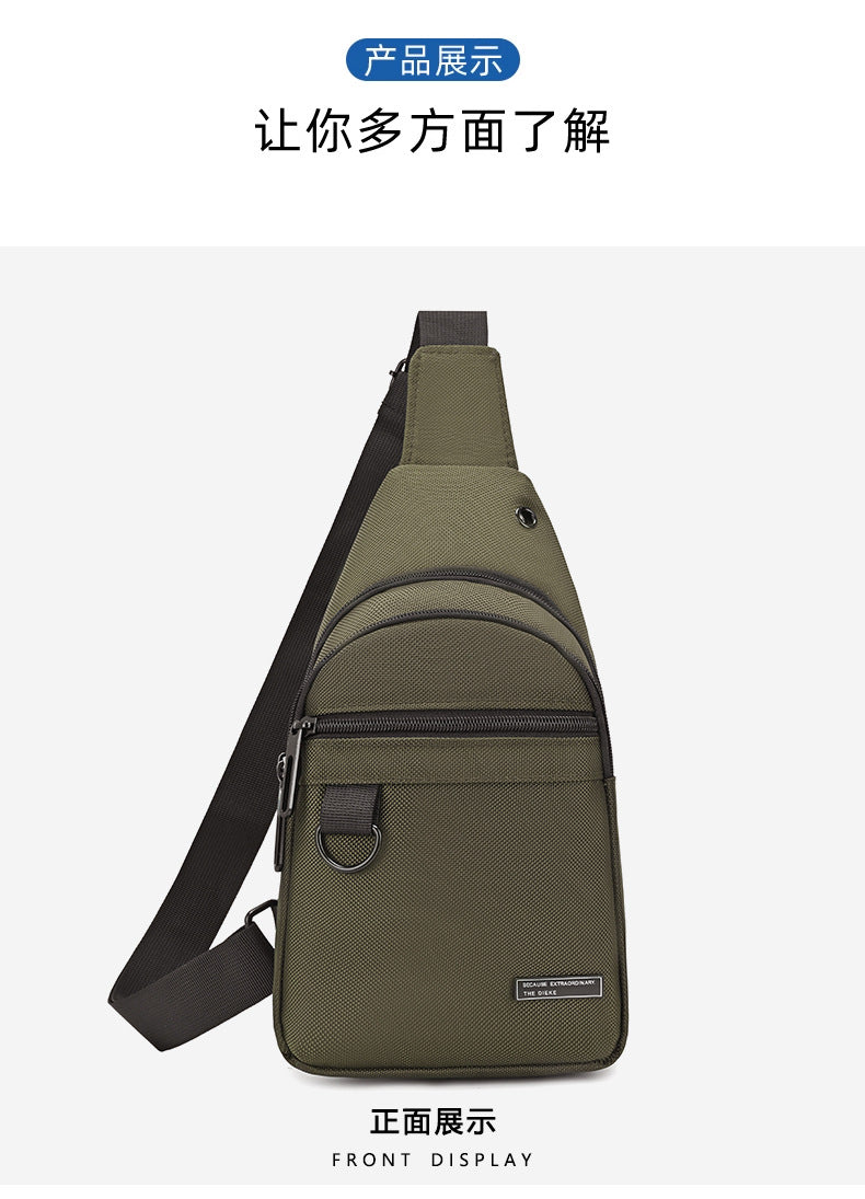 Silk Chest Bag Autumn New Large Capacity Casual Men's Bag Lightweight Simple Water-Resistant Oxford Cloth Crossbody Backpack