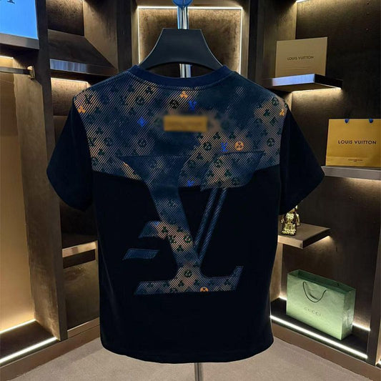 Men's Light Luxury Design Round Neck Short Sleeve T Trendy Loose Fit Hong Kong Style Shirt Top Versatile Niche Fashion Brand Dream Wei