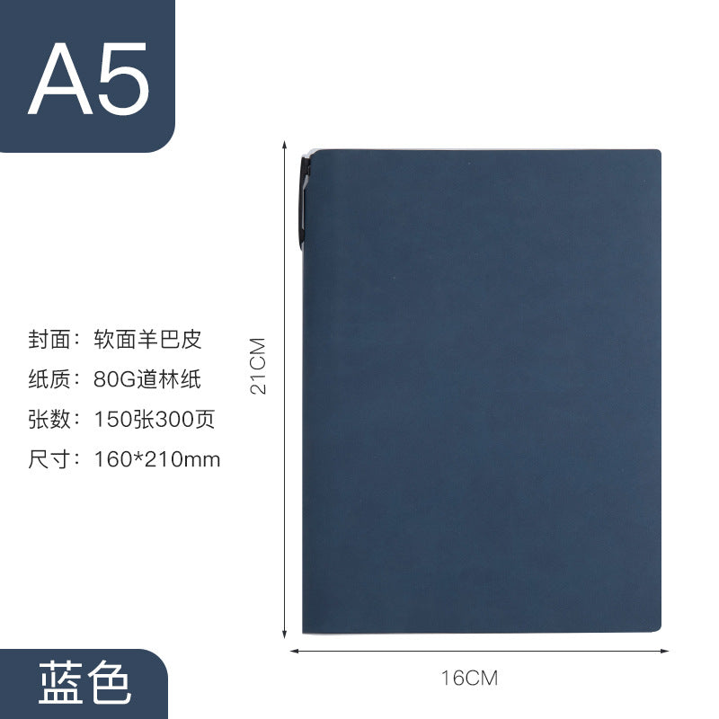 Custom Side Pen Slot Notebook logo Thickened Sheepskin Leather Notebook A5/A6Minimalist Business Journal