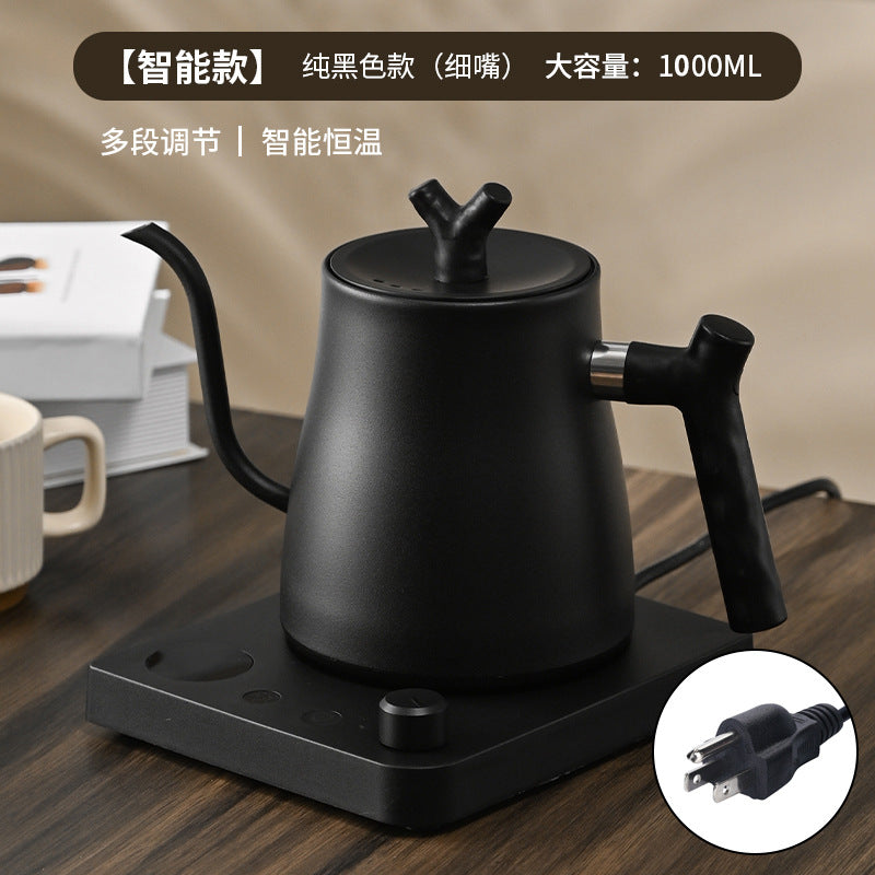 Electric Kettle Cross-Border Knob Temperature Control Narrow Spout Long Spout Pour Over Coffee Pot Stainless Steel Kettle Electric Kettle