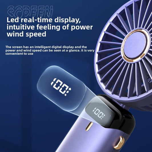 USB Portable Handheld Fan ? Foldable Mini Neck with Digital Display & Aroma Function