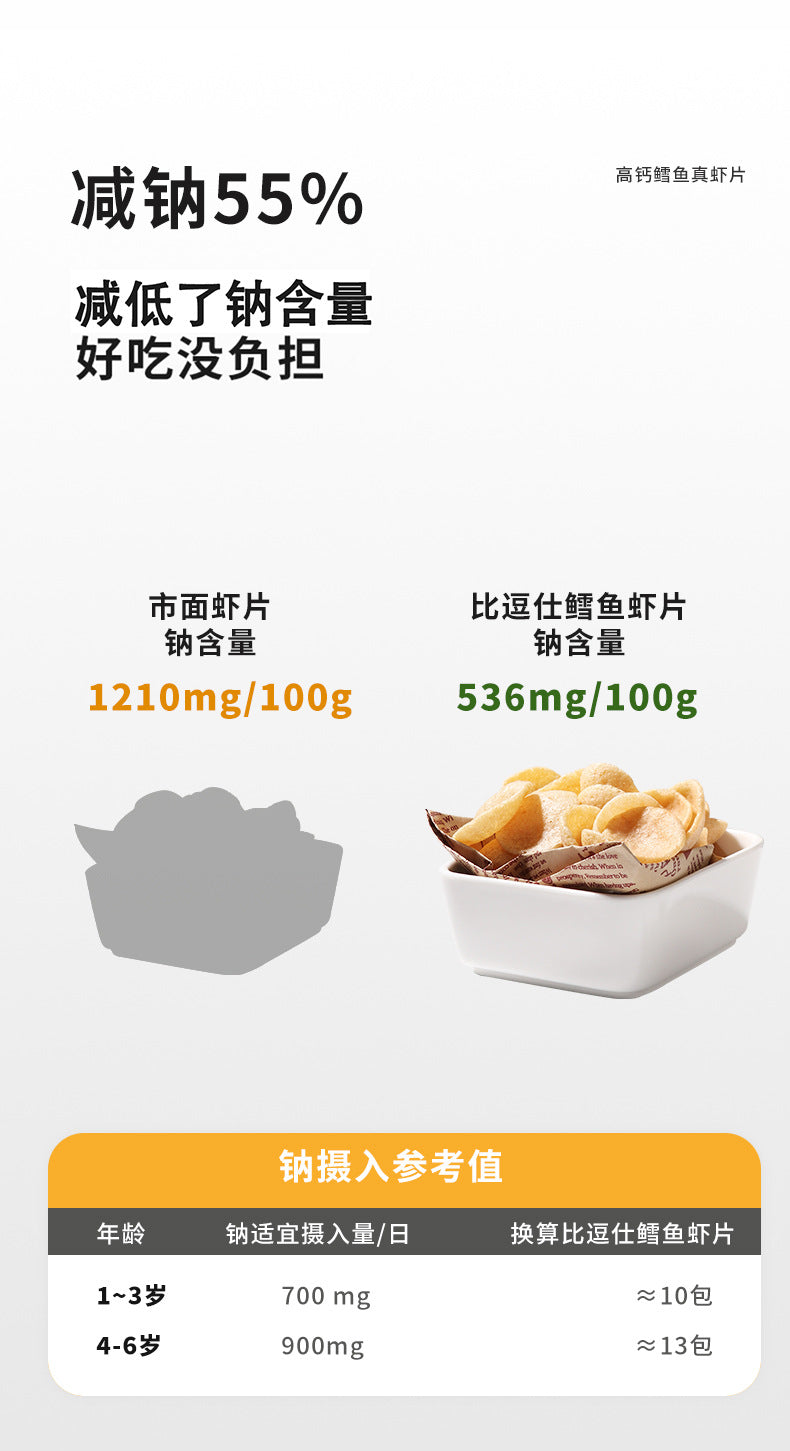 Bideushi High Calcium Cod Fish Real Shrimp Chips Non-Fried Children's Snacks Original Flavor