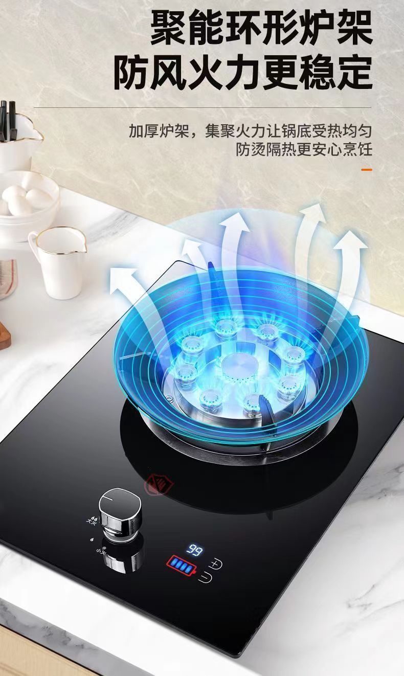 Gas Stove Single Burner High Heat Home Use Countertop Liquefied Gas Single Eye Single Burner Energy-saving Timer Gas Stove for Smooth Stir-frying