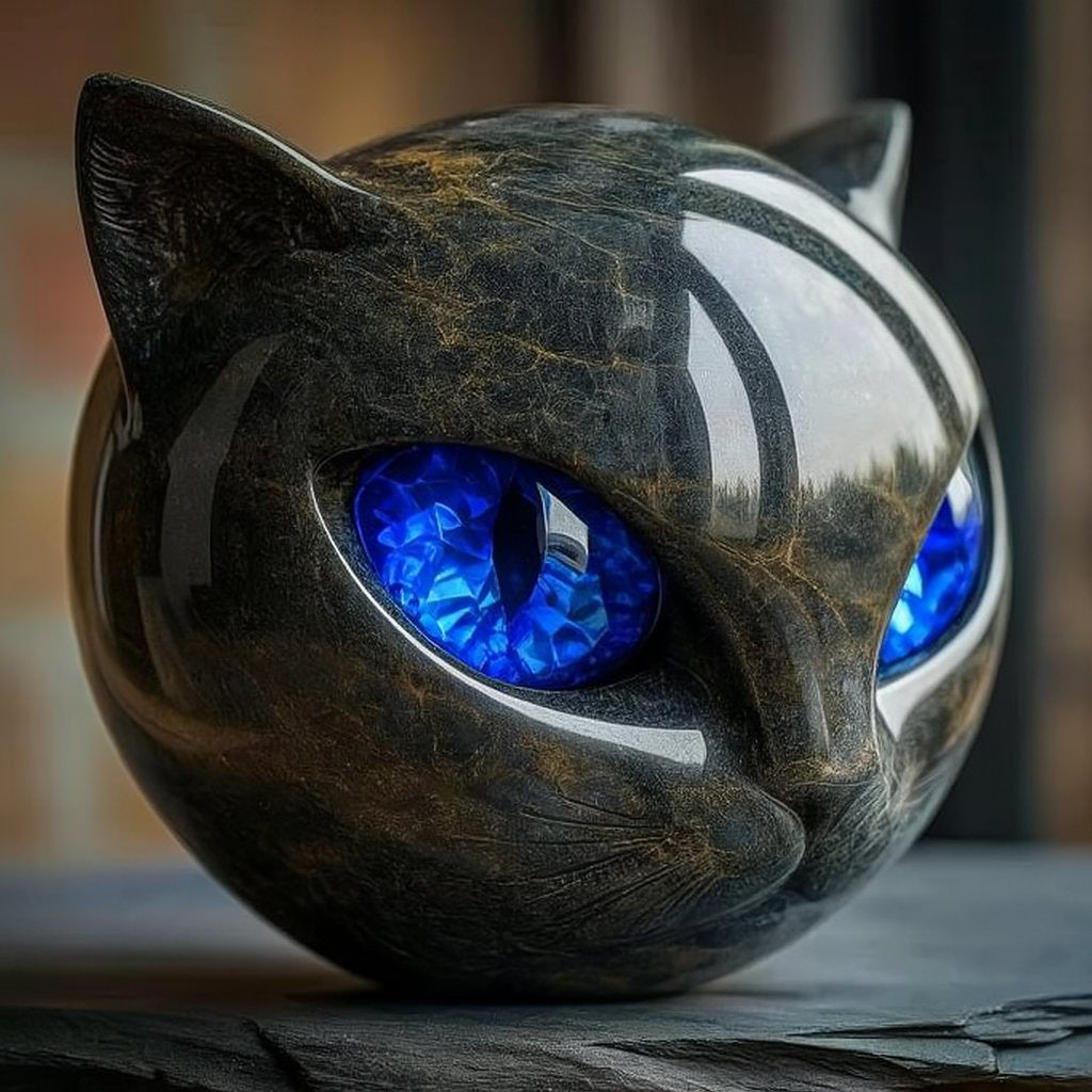 Cross-Border New Products Luxury Black Cat Stone Sculpture Luxurious Black Cat Stone Sculpture
