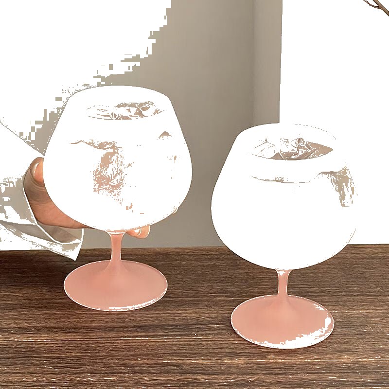 Gradient Pink Frosted Glass Wine Cup – French Style High-Stem Red Wine & Champagne Glass