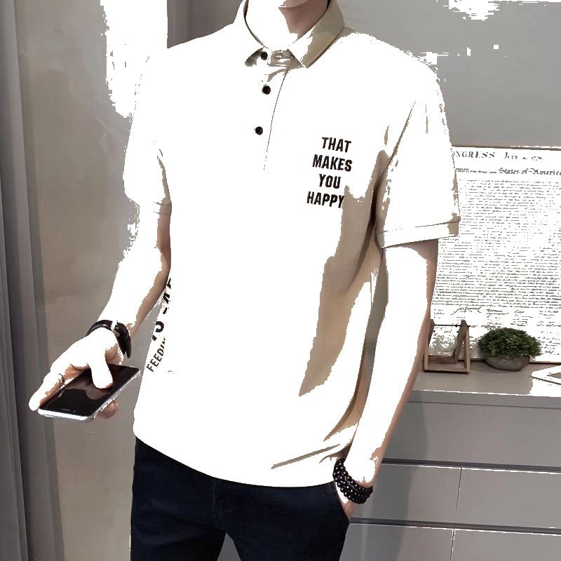 Polo shirt men's short-sleeved t-shirt lapel 2022 summer embroidery ins trendy brand body boys Korean version slim T-shirt top
