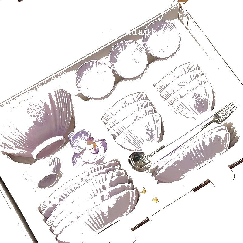 Purple Ceramic Bowl & Plate Dinnerware Set – High-Quality Home Tableware