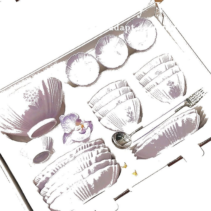 Purple Ceramic Bowl & Plate Dinnerware Set – High-Quality Home Tableware